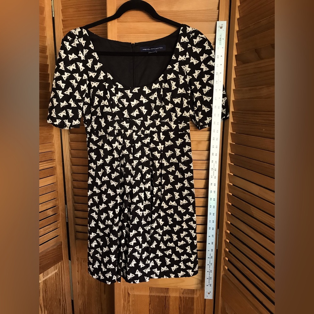 French Connection cotton black butterfly dress